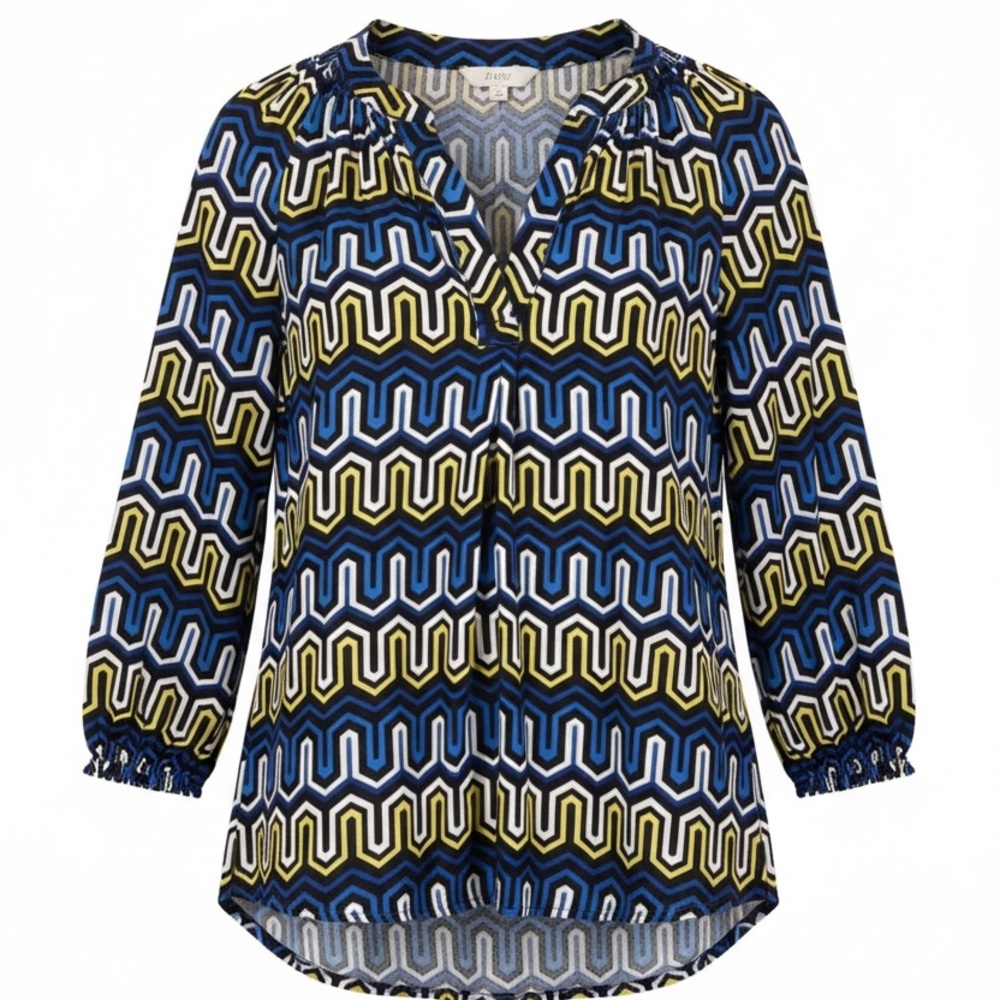 Crown and Ivy Geometric Pattern 3/4 Length Blouse